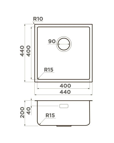 Кухонная мойка Omoikiri Tadzava 44-U/I-IN Ultra 15 нержавеющая сталь 4997114