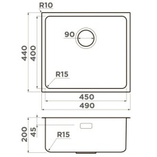 Кухонная мойка Omoikiri Tadzava 49-U/I-IN Ultra 15 нержавеющая сталь 4997115