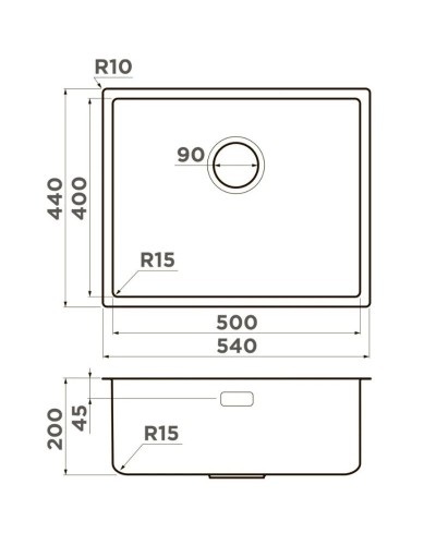 Кухонная мойка Omoikiri Tadzava 54-U/I-IN Ultra 15 нержавеющая сталь 4997116