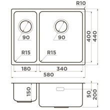 Кухонная мойка Omoikiri Tadzava 58-2-U/I-IN-R Ultra 15 нержавеющая сталь 4997117