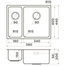 Кухонная мойка Omoikiri Tadzava 58-2-U/I-IN-R Ultra 15 нержавеющая сталь 4997117