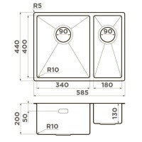 Кухонная мойка Omoikiri Taki 58-2-U/IF-IN-L нержавеющая сталь 4993768