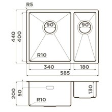 Кухонная мойка Omoikiri Taki 58-2-U/IF-IN-L нержавеющая сталь 4993768