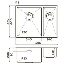 Кухонная мойка Omoikiri Taki 58-2-U/IF-IN-L нержавеющая сталь 4993768
