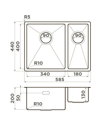 Кухонная мойка Omoikiri Taki 58-2-U/IF-IN-L нержавеющая сталь 4993768