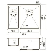 Кухонная мойка Omoikiri Taki 58-2-U/IF-IN-R нержавеющая сталь 4993767