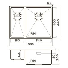Кухонная мойка Omoikiri Taki 58-2-U/IF-IN-R нержавеющая сталь 4993767