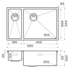 Кухонная мойка Omoikiri Taki 69-2-U/IF-IN-R Side нержавеющая сталь 4993182