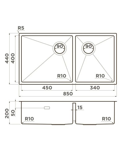Кухонная мойка Omoikiri Taki 85-2-LB-U/IF-LG Side светлое золото 4997038