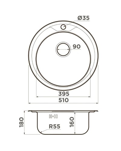 Кухонная мойка Omoikiri Asida 51-IN нержавеющая сталь 4993785