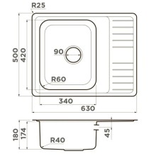 Кухонная мойка Omoikiri Sagami 63-IN нержавеющая сталь 4993732