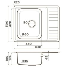Кухонная мойка Omoikiri Sagami 63-IN нержавеющая сталь 4993732