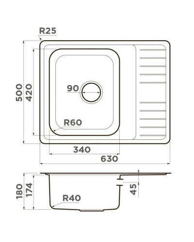 Кухонная мойка Omoikiri Sagami 63-IN нержавеющая сталь 4993732
