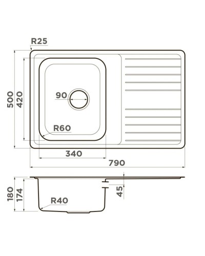 Кухонная мойка Omoikiri Sagami 79-IN нержавеющая сталь 4993735