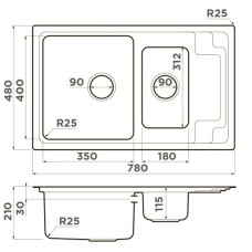 Кухонная мойка Omoikiri Mizu 78-2-IN нержавеющая сталь 4973731