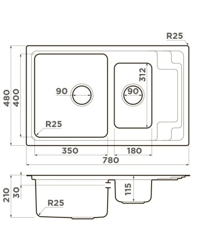 Кухонная мойка Omoikiri Mizu 78-2-IN нержавеющая сталь 4973731