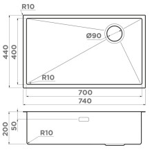 Кухонная мойка Omoikiri Taki 74-U/IF-GB Side графит 4993172