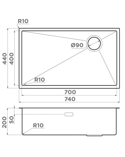 Кухонная мойка Omoikiri Taki 74-U/IF-GB Side графит 4993172