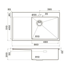 Кухонная мойка Omoikiri Akisame 86 GB-R Side графит 4997044