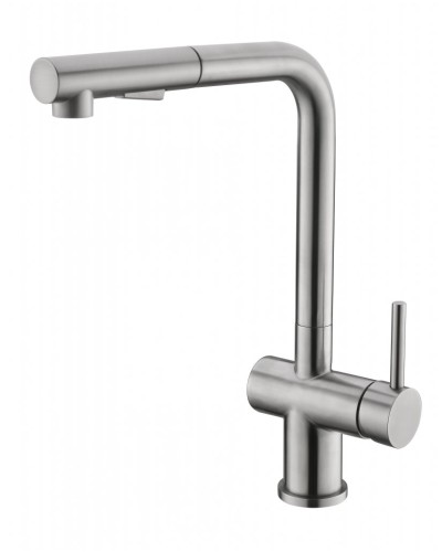 Смеситель для кухни с выдвижным изливом двухрежимный нержавеющая сталь BelBagno BB-LAM35-IN