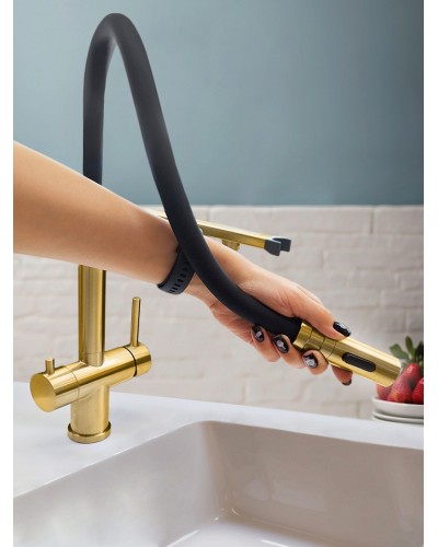 Смеситель для кухни с гибким изливом AltroBagno Flusso 050202 OrSp