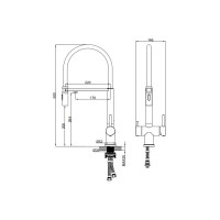 Смеситель для кухни с гибким изливом AltroBagno Flusso 050205 Or