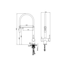 Смеситель для кухни с гибким изливом AltroBagno Flusso 050205 Or