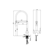 Смеситель для кухни с гибким изливом AltroBagno Flusso 050205 Or