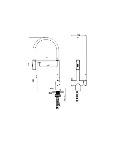 Смеситель для кухни с гибким изливом AltroBagno Flusso 050205 Or