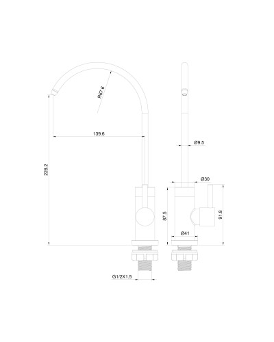 Смеситель для фильтрованной воды WONZON & WOGHAND, Черный матовый (WW-AE4587-MB)