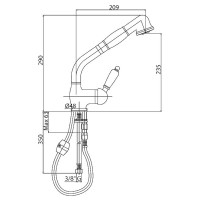 Смеситель для кухни с выдвижным душем CEZARES ELITE-LLDM-03/24-Bi