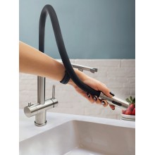 Смеситель для кухни с гибким изливом AltroBagno Flusso 050201 Ni