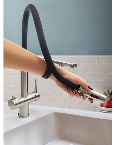 Смеситель для кухни с гибким изливом AltroBagno Flusso 050201 Ni