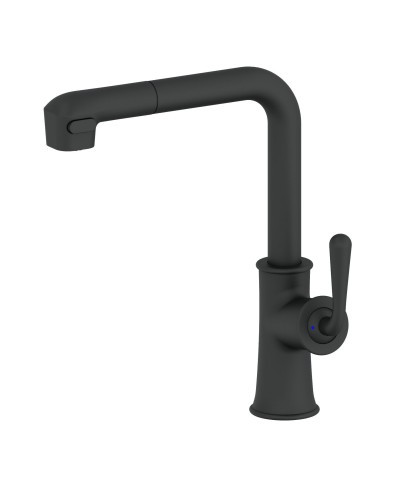 Смеситель для кухни с выдвижным изливом WONZON & WOGHAND, Черный матовый (WW-88439008A-MB)