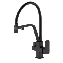 Смеситель для кухни с гибким изливом и подключением фильтра WONZON & WOGHAND, Черный матовый (WW-88458013-MB)