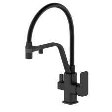 Смеситель для кухни с гибким изливом и подключением фильтра WONZON & WOGHAND, Черный матовый (WW-88458013-MB)
