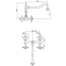 Смеситель для кухни золото 24 карата, ручки Swarovski Cezares Diamond DIAMOND-LLP-03/24-Sw