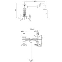 Смеситель для кухни золото 24 карат, ручки Swarovski Nero Cezares Diamond DIAMOND-LLP-03/24-Sw-N