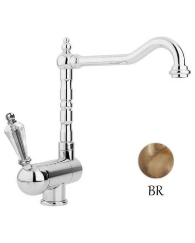 Смеситель для кухни с регулируемым углом наклона излива бронза, ручка Swarovski Cezares Vintage VINTAGE-LLPM2-02-Sw