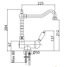 Смеситель для кухни с регулируемым углом наклона излива бронза, ручка Swarovski Cezares Vintage VINTAGE-LLPM2-02-Sw