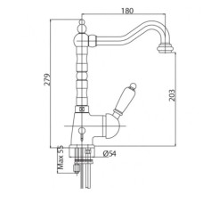 Смеситель для кухни бронза, ручка Swarovski Cezares Vintage VINTAGE-LLM2-02-Sw