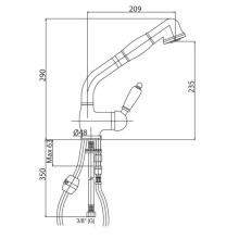 Смеситель для кухни с выдвижным душем хром, ручка Swarovski Cezares Vintage VINTAGE-LLDM-01-Sw