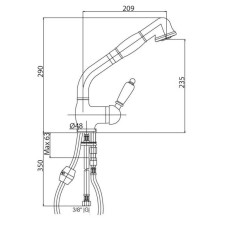 Смеситель для кухни с выдвижным душем золото 24 карат, ручка Swarovski Cezares Vintage VINTAGE-LLDM-03/24-Sw