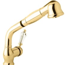 Смеситель для кухни с выдвижным душем золото 24 карат, ручка Swarovski Cezares Vintage VINTAGE-LLDM-03/24-Sw