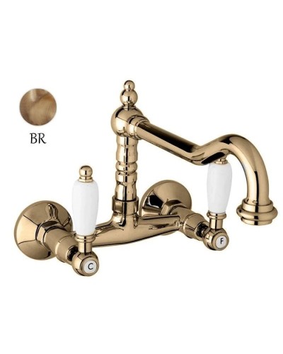 Смеситель для кухни бронза, ручки белые Cezares First FIRST-LLP-02-Bi