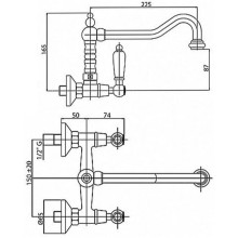 Смеситель для кухни золото 24 карат, ручки белые Cezares First FIRST-LLP-03/24-Bi