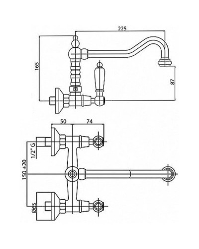 Смеситель для кухни золото 24 карат, ручки белые Cezares First FIRST-LLP-03/24-Bi
