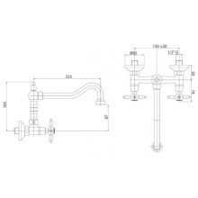 Смеситель для кухни бронза, ручки бронза Cezares Nostalgia NOSTALGIA-LLP-02