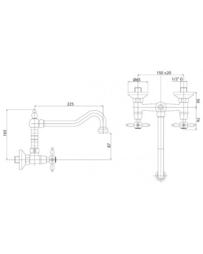 Смеситель для кухни бронза, ручки бронза Cezares Nostalgia NOSTALGIA-LLP-02