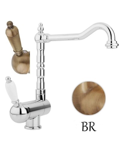 Смеситель для кухни с регулируемым углом наклона излива бронза, ручка металл Cezares Elite ELITE-LLPM2-02-M